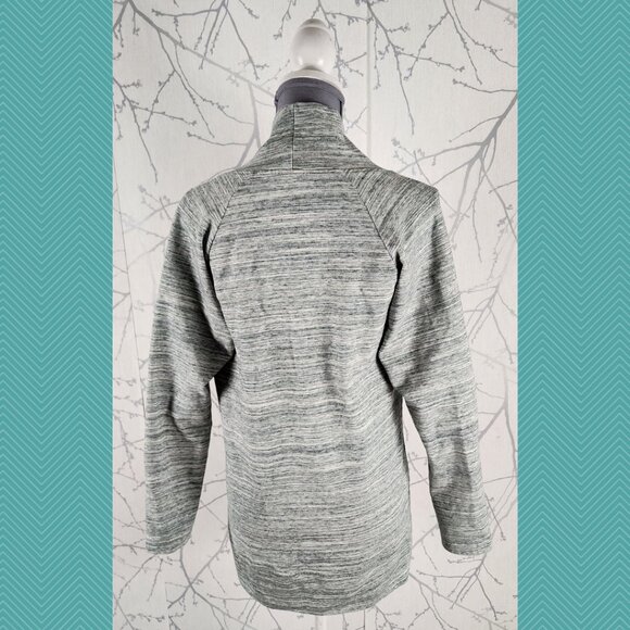 J76 White Gray Spacedye Bamboo Cotton Open Circle Cardigan - Picture 3 of 4